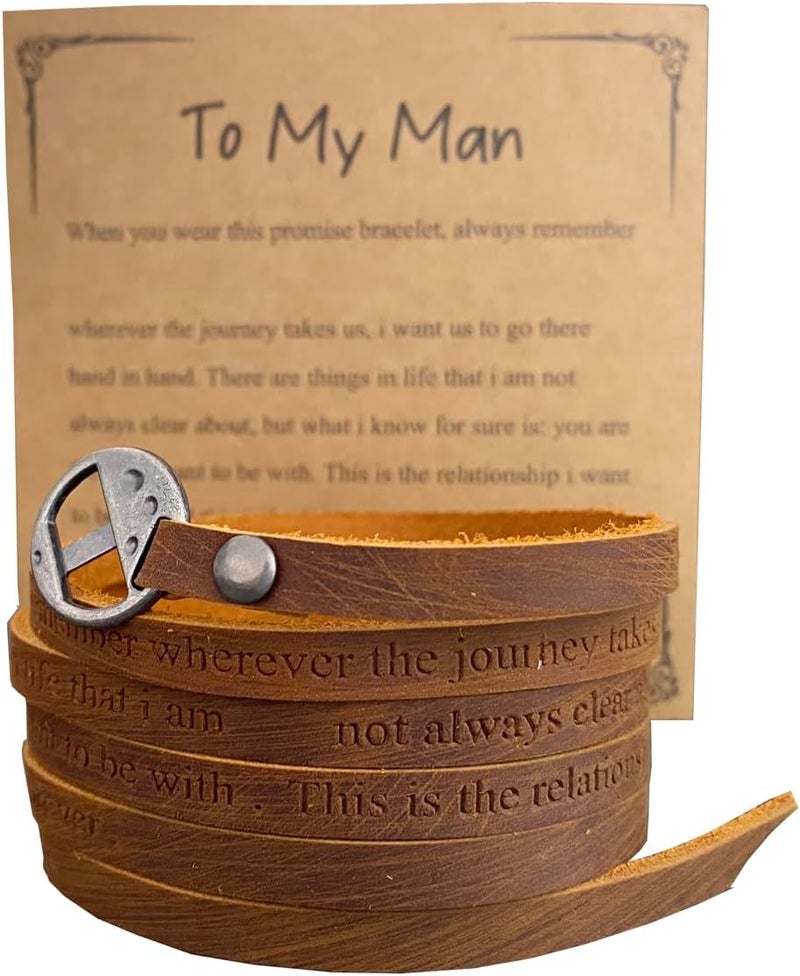 Rantanto Genuine Leather Wrap Bracelets Trendy Western Stackable Cuff Adjustable Boho Layered Bracelet Jewelry For Men Women - Image 1